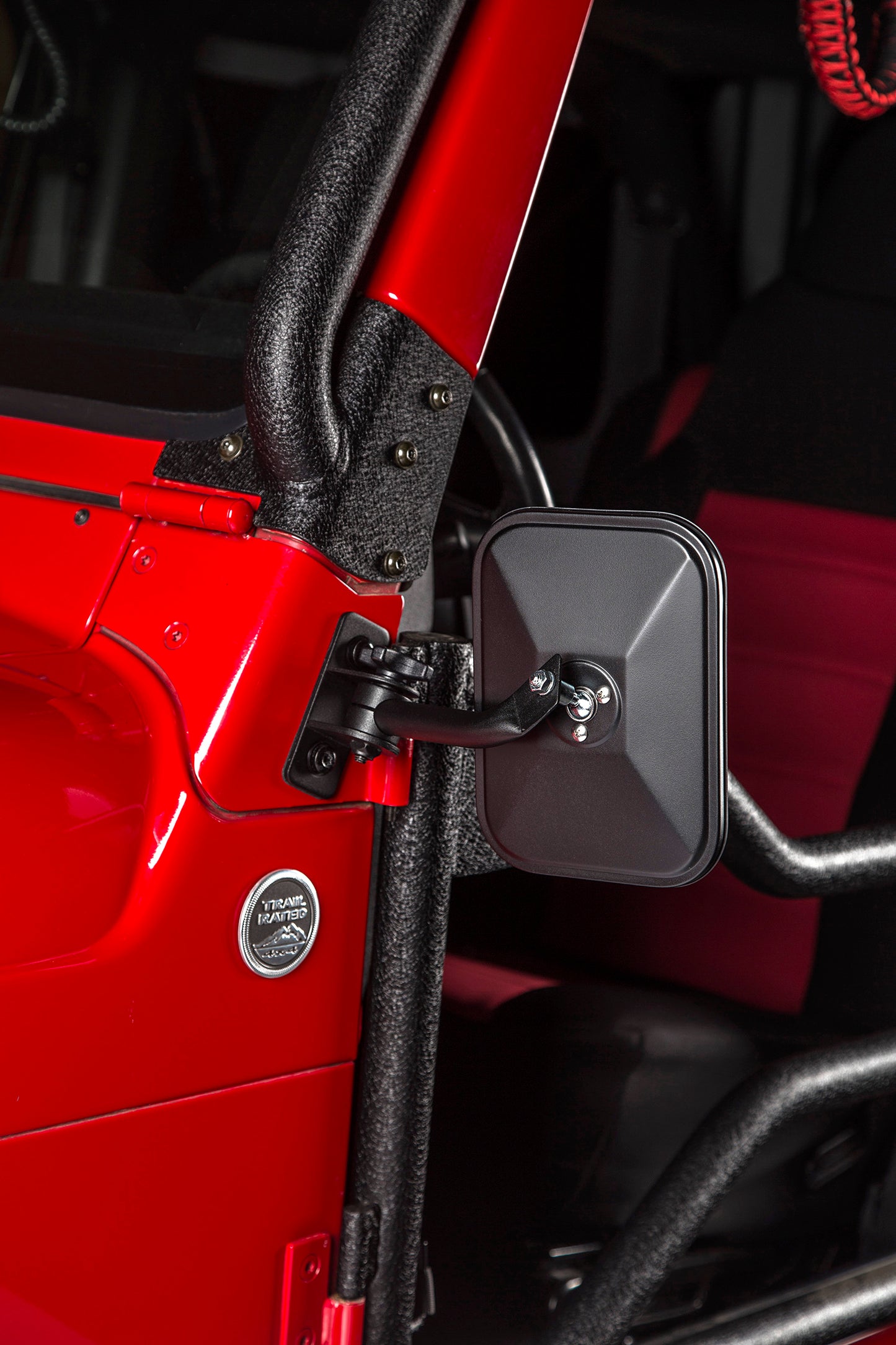 ~(1.9 lbs. 14X6X4)~ Stubby Trail Mirror Rectangular Pair Txt Blk 97-18 Jeep Wrangler JK