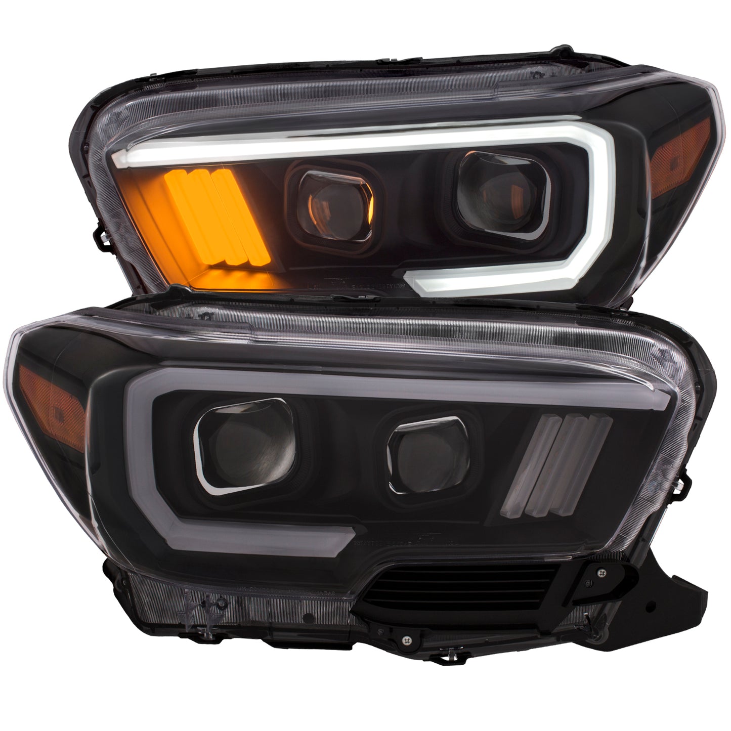 Projector Headlights w Plank Style Design Black w Amber