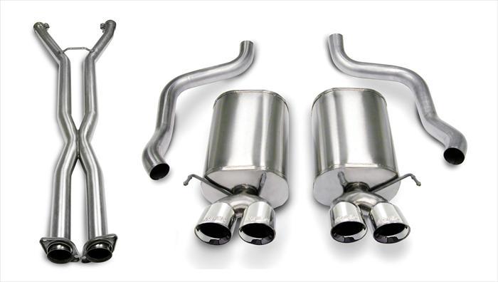 ~(135 lbs. 63X42X14)~ 2.5 Inch Cat-Back Sport Dual Exhaust Polished 3.5 Inch Tips 05-08 Corvette A6 Auto Trans 6.0L/6.2L Stainless Steel