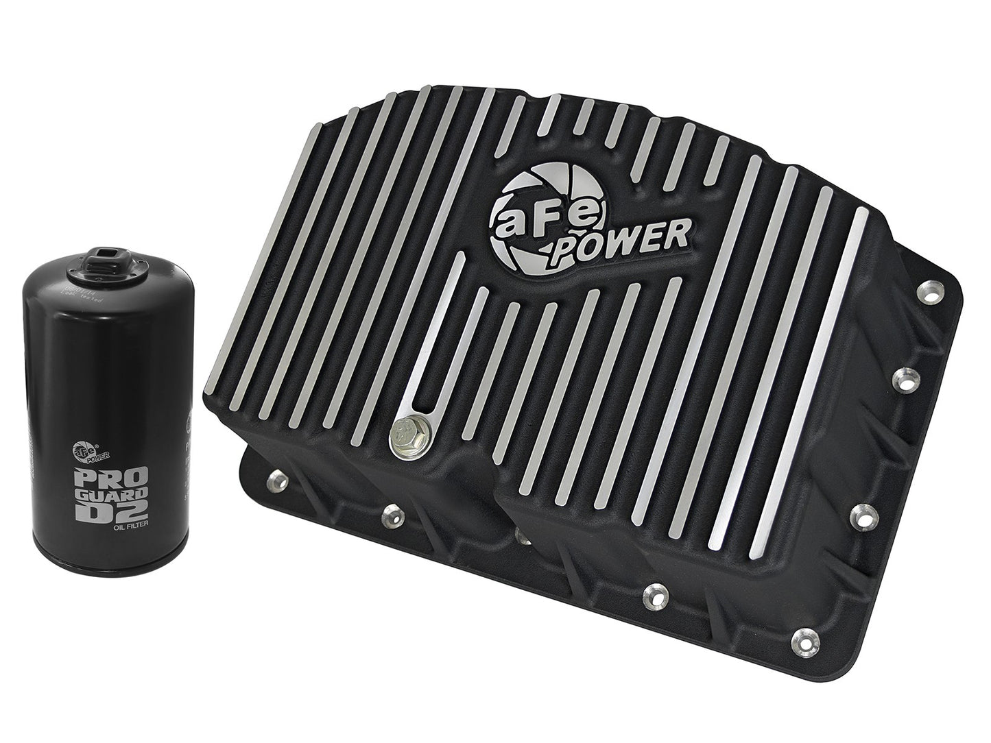 ~(13 lbs. 17X13X7)~ Pro Series Engine Oil Pan Black w/ Machined Fins Ford Diesel Trucks 11-19 V8-6.7L (td)