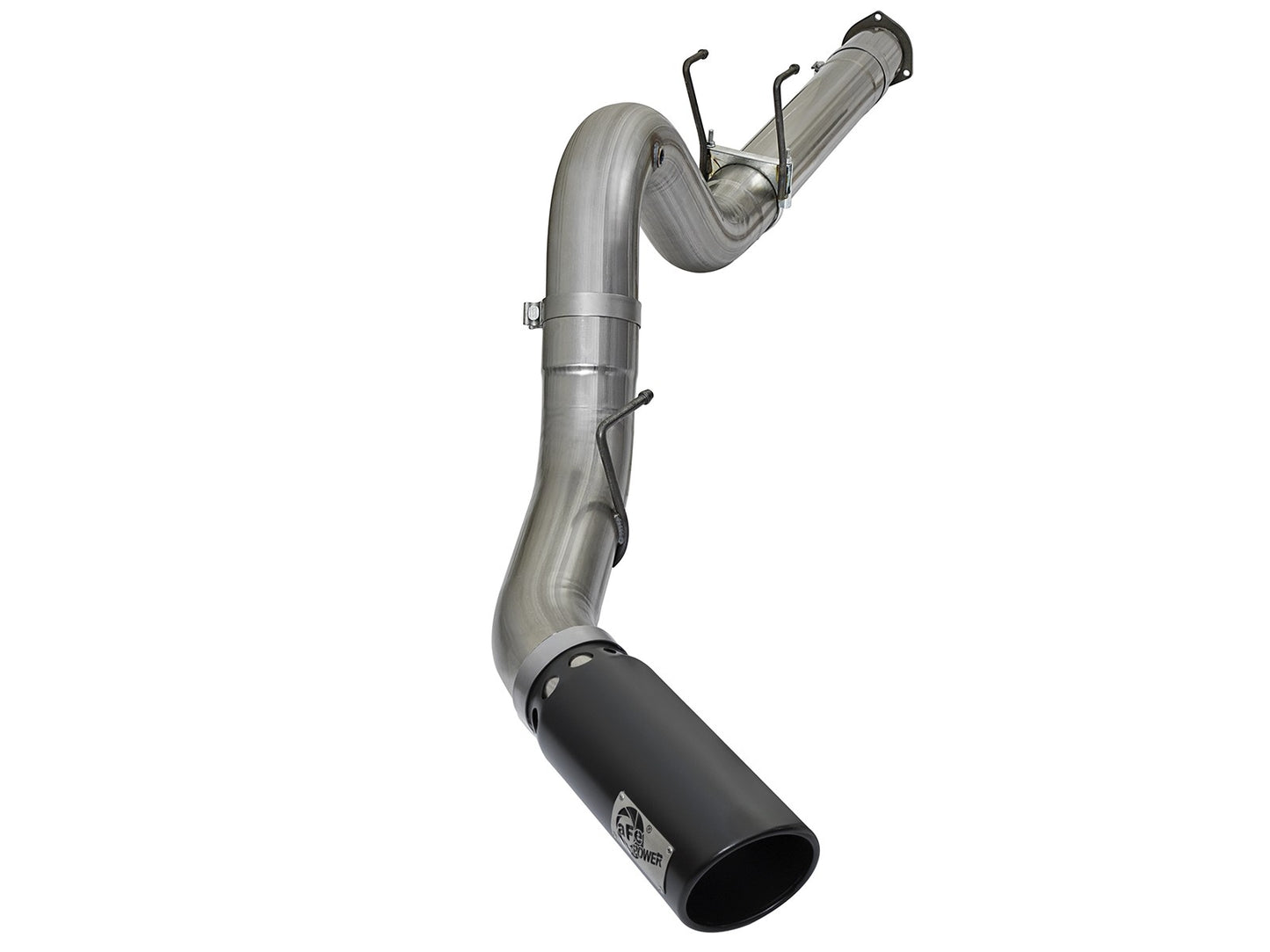 ~(46 lbs. 60X19X14)~ Large Bore-HD 5 IN 409 Stainless Steel DPF-Back Exhaust System w/Black Tip Ford Diesel Trucks 17-20 V8-6.7L (td)