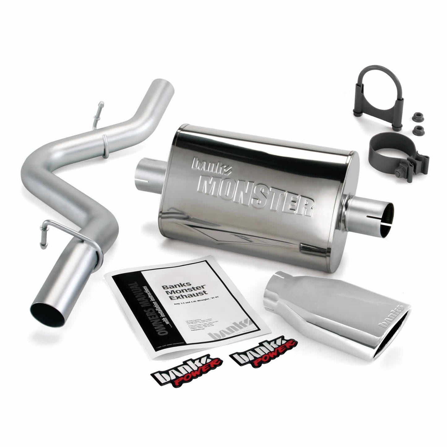 ~(23 lbs. 31X20X8)~ Monster Exhaust System S/S-Chrome Tip - 1997-99 Jeep 2.5/4.0L Wrangler Slip Fit Cat-Conv