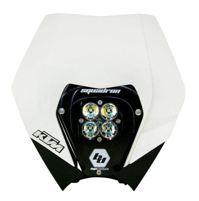 ~(5 lbs. 12X10X8)~ KTM Headlight Kit DC 08-13 w/ Headlight Shell White Squadron Sport Baja Designs