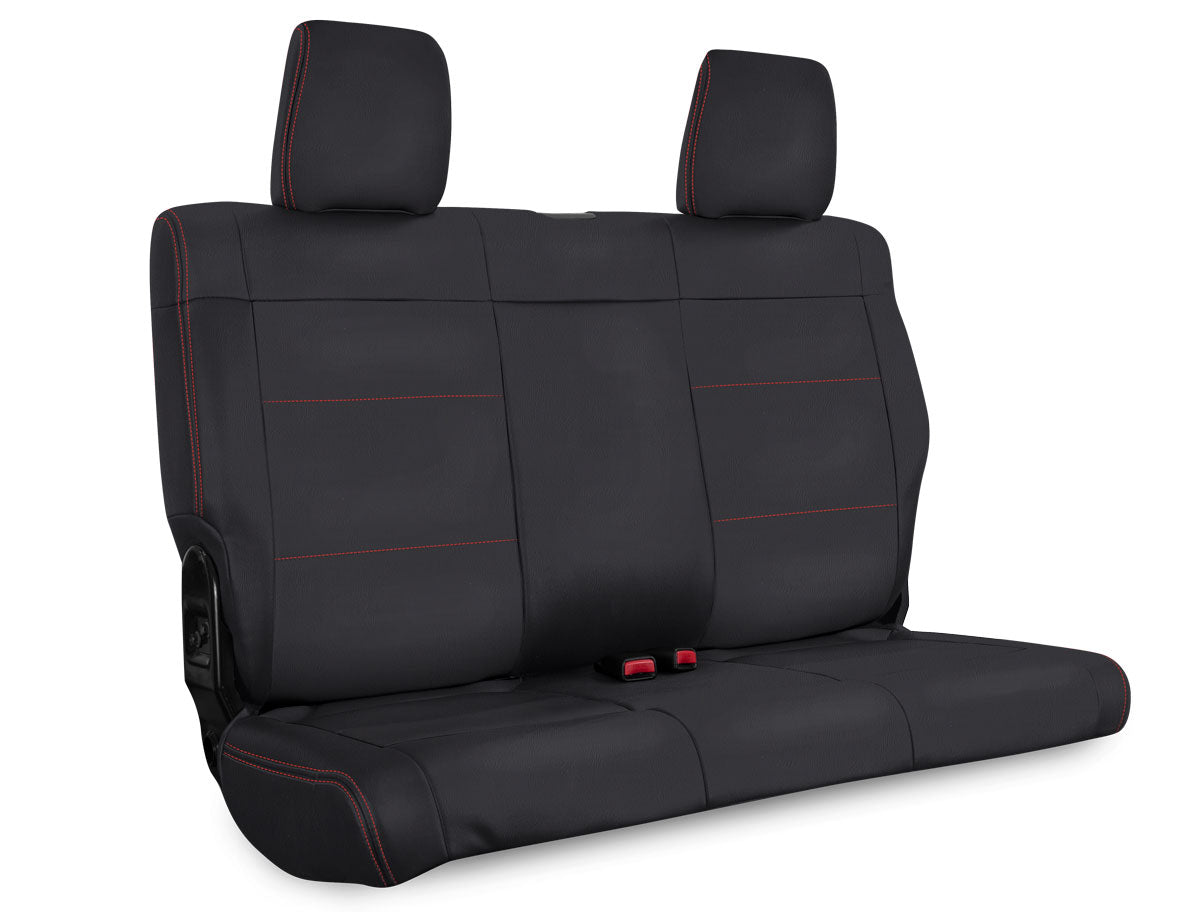 Rear Seat Cover for 07- 10 Jeep Wrangler JK 2 door Black with Red Stitching