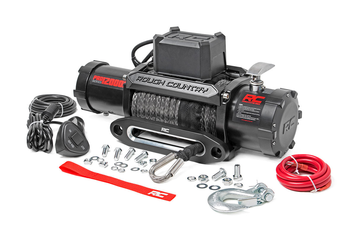 ~(64.2 lbs. 23X13X12)~ 12000lb Pro Series Electric Winch Synthetic Rope