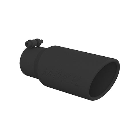 ~(2.2 lbs. 15X7X7)~ Universal Black Coated Tip 4in OD Angled Cut Rolled End 3in inlet 10in length
