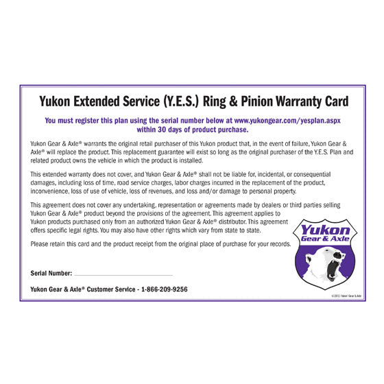 Yukon Extended Service plan for ring and pinion