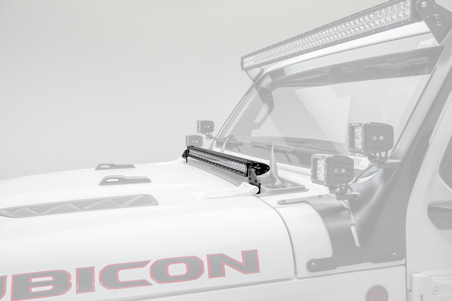 ~(2 lbs. 12X7X7)~ Hood Cowl LED Brackets To Mount (1) 30IN Single Row Slim Line LED Light No Cut No Drill Installation Black Powder Coated Brackets Only