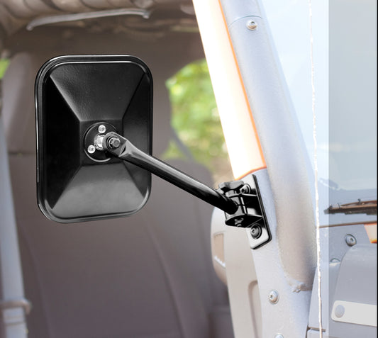 ~(4 lbs. 12X6X4)~ Quick Release Mirror Kit Rectangular Black 97-18 Wrangler TJ JK