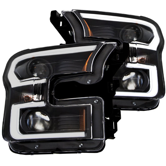 Projector Headlights w  Plank Style Design Black w  Amber