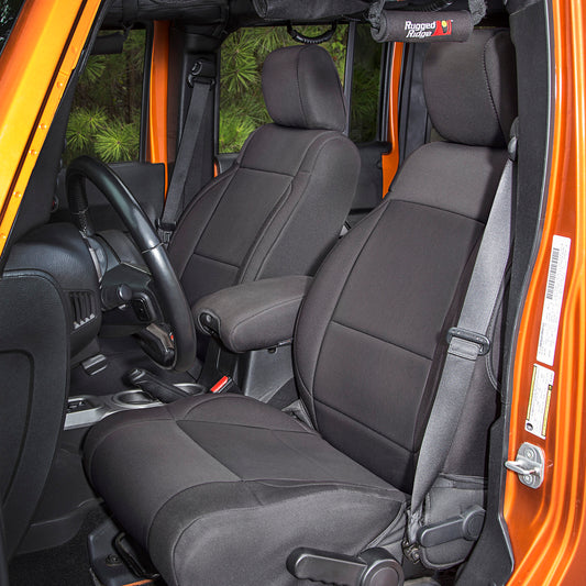 ~(7 lbs. 25X23X7)~ Seat Cover Kit Front Neoprene Black 11-18 Jeep Wrangler JK