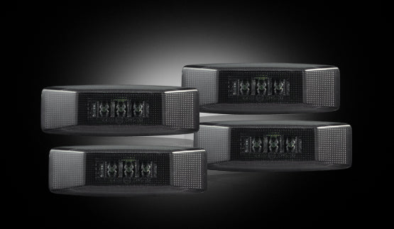 ~(1 lbs. 10X6X3)~ Dodge 94-01 RAM Dually Fender Lenses (4-Piece Set) w/ 2 Red LED Lights and 2 Amber LED Lights - Smoked Lens w/ Black Tri