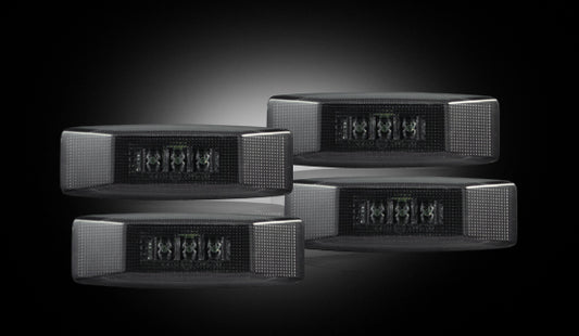 ~(1 lbs. 10X6X3)~ Dodge 94-01 RAM Dually Fender Lenses (4-Piece Set) w/ 2 Red LED Lights and 2 Amber LED Lights - Smoked Lens w/ Black Tri