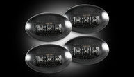 ~(1 lbs. 10X6X3)~ Ford 99-10 Superduty Dually Fender Lenses (4-Piece Set) w/ 2 Red LED Lights and 2 Amber LED Lights - Smoked Lens w/ Blac