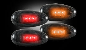 ~(1 lbs. 10X6X3)~ Ford 11-19 Superduty Dually Fender Lenses (4-Piece Set) w/ 2 Red LED Lights and 2 Amber LED Lights - Smoked Lens w/ Blac