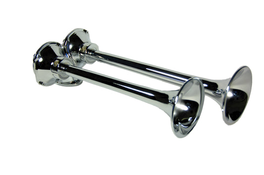 ~(4 lbs. 15X7X4)~ Dual roofmount truck horn with chrome finish for use with manual valve