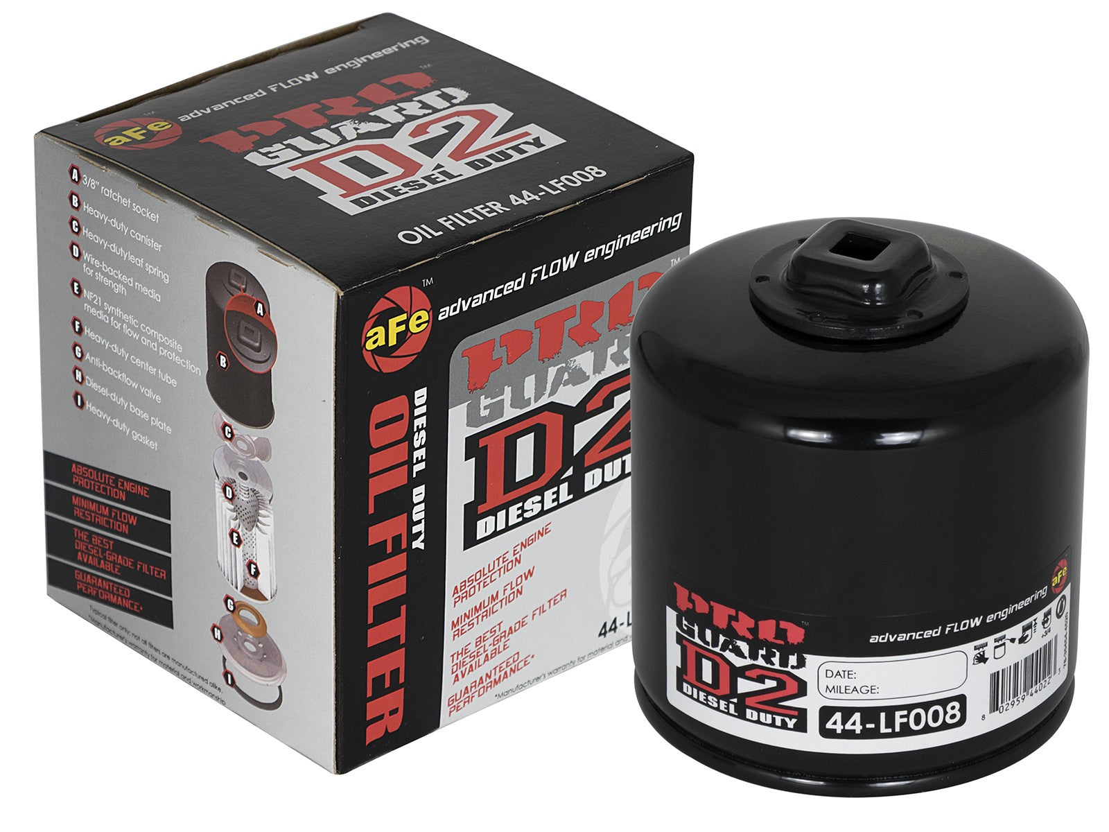 ~(2 lbs. 4X4X4)~ Pro GUARD D2 Oil Filter Ford Gas Trucks 93-11 V8-4.6L/5.4L/5.8L