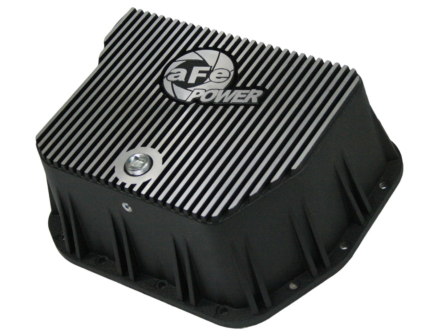 ~(15 lbs. 15X12X6)~ aFe Power Transmission Pan Black w/ Machined Fins Dodge Diesel Trucks 94-07 L6-5.9L (td)
