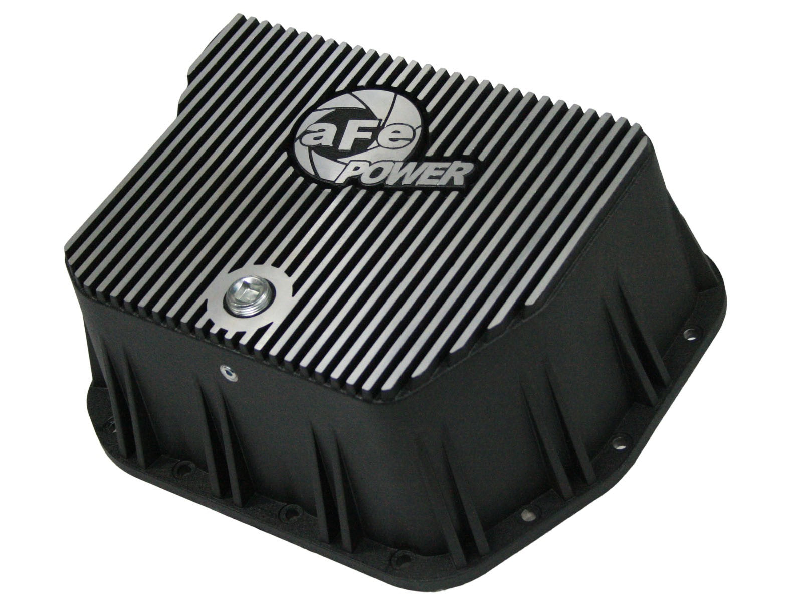 ~(15 lbs. 15X12X6)~ aFe Power Transmission Pan Black w/ Machined Fins Dodge Diesel Trucks 94-07 L6-5.9L (td)