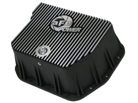 ~(15 lbs. 15X12X6)~ aFe Power Transmission Pan Black w/ Machined Fins Dodge Diesel Trucks 94-07 L6-5.9L (td)