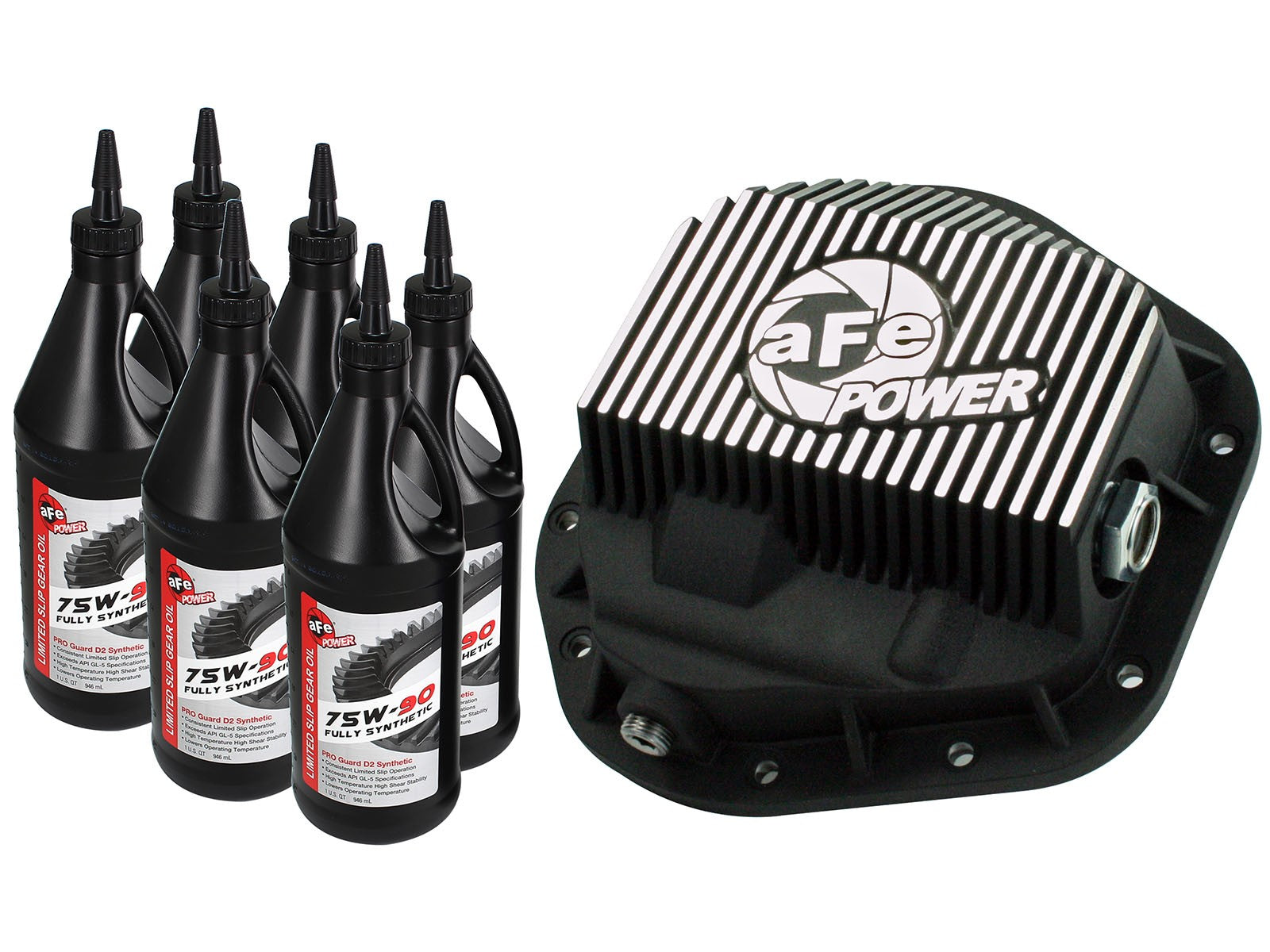 ~(30 lbs. 24X17X14)~ Pro Series Rear Differential Cover Kit Black w/ Machined Fins and Gear Oil Ford F-250/F-350/Excursion 99-16 V8-7.3L/6.0L/6.4L/6.7L (td)