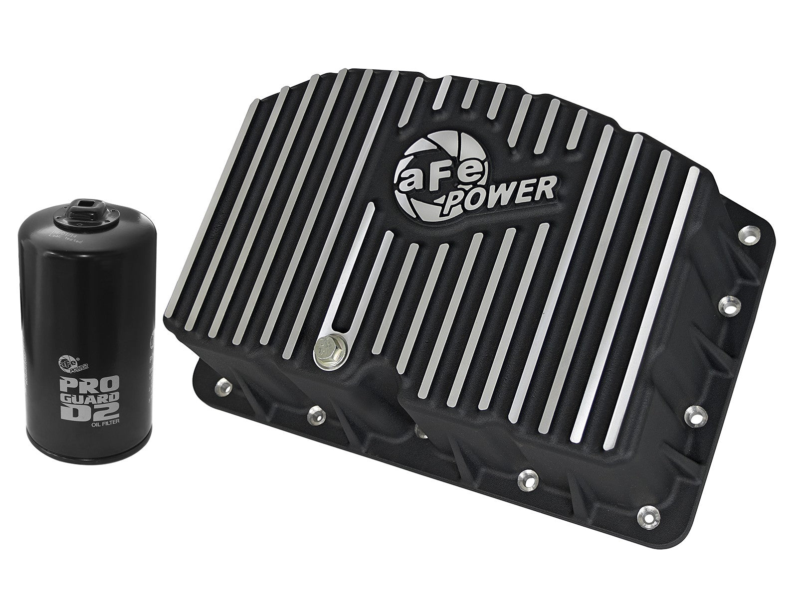 ~(13 lbs. 17X13X7)~ Pro Series Engine Oil Pan Black w/ Machined Fins Ford Diesel Trucks 11-19 V8-6.7L (td)