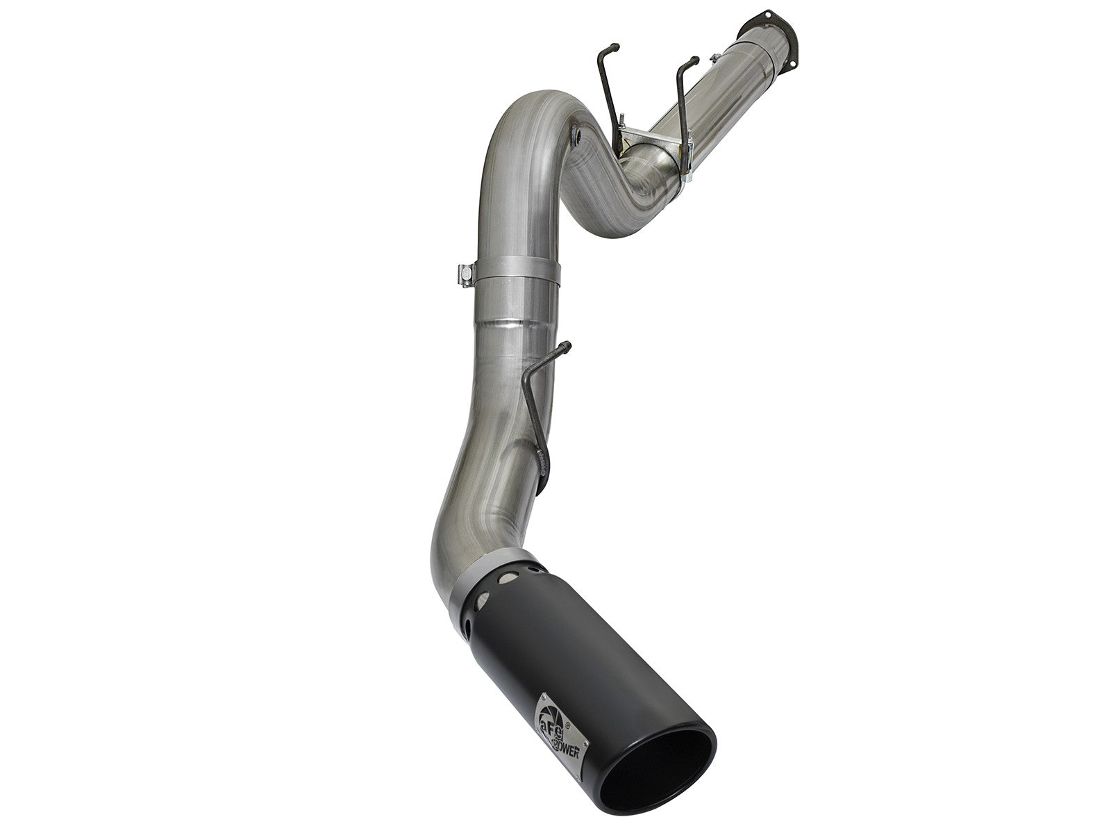 ~(46 lbs. 60X19X14)~ Large Bore-HD 5 IN 409 Stainless Steel DPF-Back Exhaust System w/Black Tip Ford Diesel Trucks 17-20 V8-6.7L (td)
