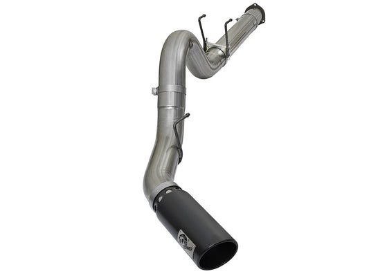 ~(46 lbs. 60X19X14)~ Large Bore-HD 5 IN 409 Stainless Steel DPF-Back Exhaust System w/Black Tip Ford Diesel Trucks 17-20 V8-6.7L (td)