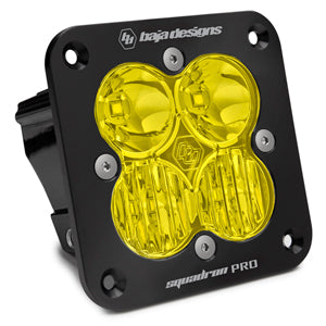 ~(5 lbs. 6X6X6)~ Flush Mount LED Light Pod Black Amber Lens Driving/Combo Pattern Squadron Pro Baja Designs