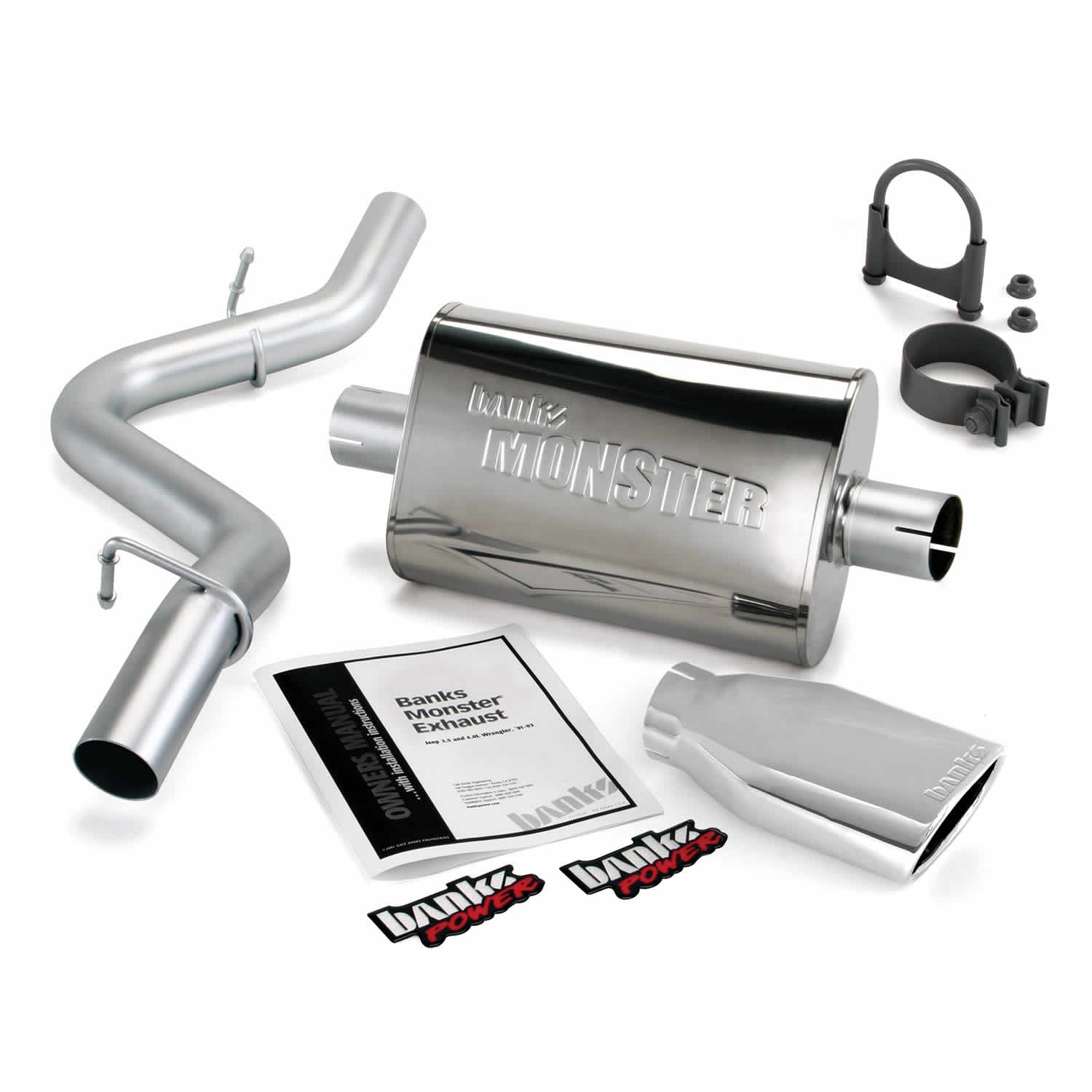 ~(23 lbs. 31X20X8)~ Monster Exhaust System S/S-Chrome Tip - 1997-99 Jeep 2.5/4.0L Wrangler Slip Fit Cat-Conv