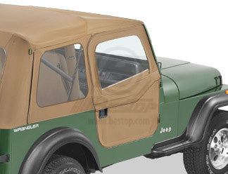 ~(34 lbs. 40X30X4)~ 2-piece Full Fabric Doors Spice Jeep 80-95 CJ7 AND Wrangler; Fit Supertop 51603/54603  54599; Sunrider 51698 or Halftop 53819