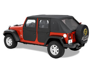~(34 lbs. 40X30X4)~ 2-piece full Fabric Doors; Front Black Diamond Jeep 07-17 Wrangler; Front Doors; Fit factory soft top AND all Bestop soft tops w/factory door surrounds AND door strikers