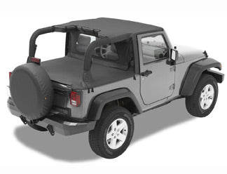 ~(5 lbs. 12X11X4)~ Header Bikini Top; Targa-style Black Diamond Jeep 10-17 Wrangler 2-Door; Targa (standard length); requires 51243-01 channel