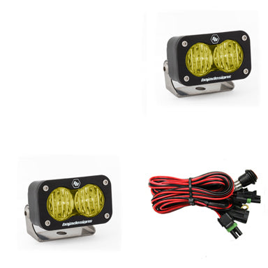 ~(4 lbs. 6X6X6)~ LED Work Light Amber Lens Wide Cornering Pattern Pair S2 Sport Baja Designs