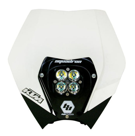 ~(5 lbs. 12X10X8)~ KTM Headlight Kit DC 08-13 w/ Headlight Shell White Squadron Sport Baja Designs