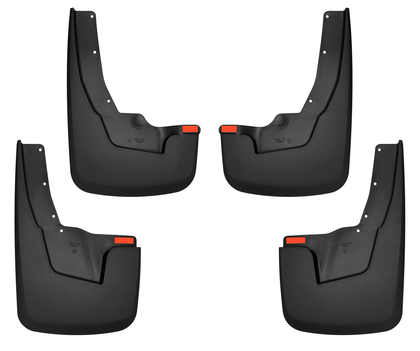 ~(3.7 lbs. 19X13X3)~ Custom Mud GuardsFront and Rear Mud Guard SetTPO - Thermoplastic OlefinBlack