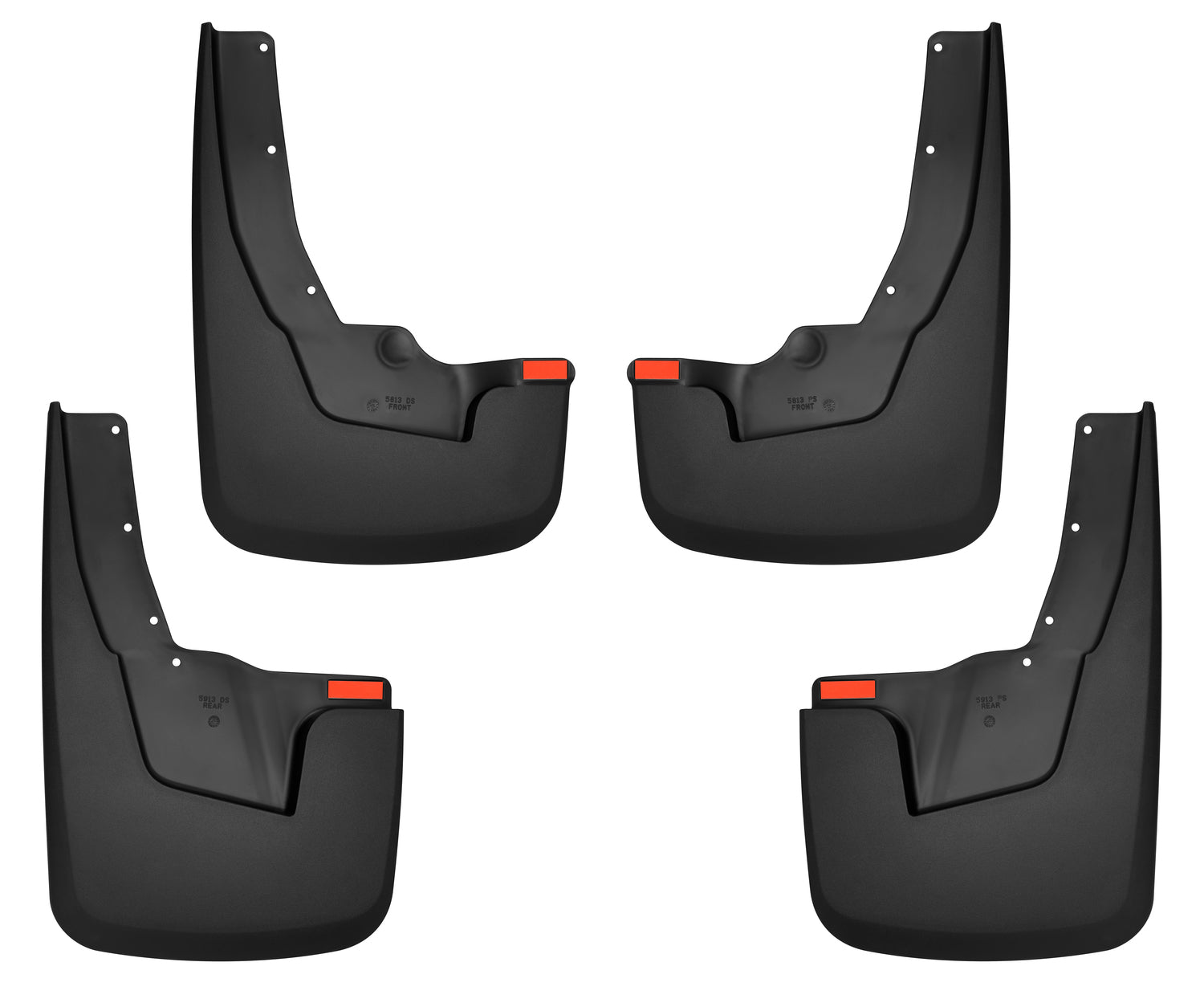 ~(3.7 lbs. 19X13X3)~ Custom Mud GuardsFront and Rear Mud Guard SetTPO - Thermoplastic OlefinBlack