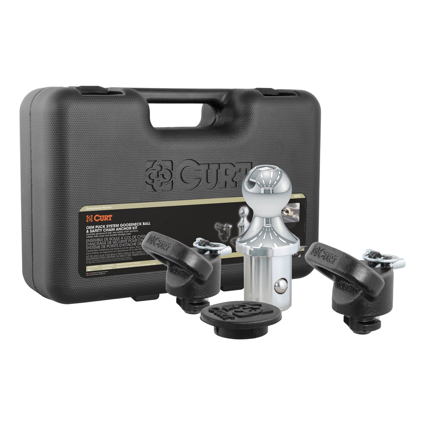 ~(19.4 lbs. 15X10X4)~ OEM Puck System 2-5/16IN Gooseneck Ball and  Safety Chain Anchor Kit for Ram