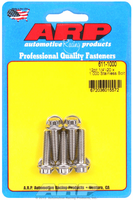 ~(0.2 lbs. 6X4X0)~ 1/4-20 x 1.000 12pt SS bolts