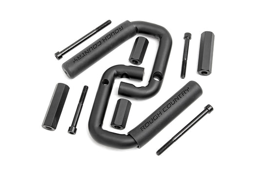 ~(6.1 lbs. 12X10X2)~ Jeep Front Solid Steel Grab Handles (07-18 Wrangler JK  Black)
