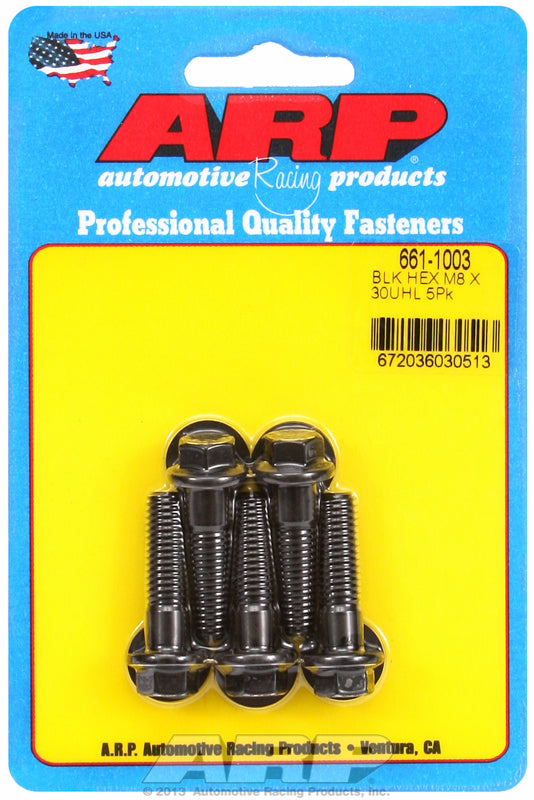 ~(0.2 lbs. 6X4X0)~ M8 x 1.25 x 30 hex black oxide bolts