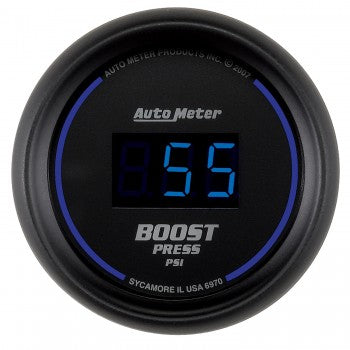 ~(0.8 lbs. 4X4X4)~ GAUGE BOOST 2 1/16 IN 60PSI DIGITAL BLACK DIAL W/ BLUE LED