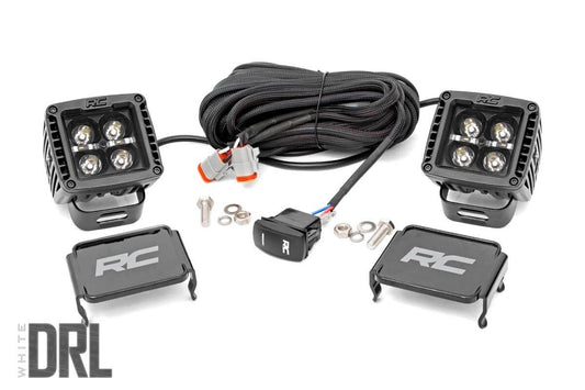 ~(8 lbs. 9X9X6)~ 2-inch Square Cree LED Lights - (Pair  Black Series w/ Cool White DRL)
