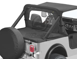 ~(5 lbs. 20X10X10)~ Duster Deck Cover Black Denim Jeep 87-91 Wrangler; With factory soft top bows folded down