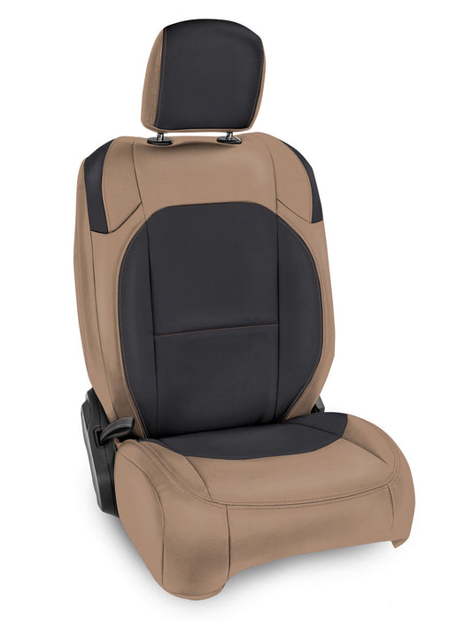~(8 lbs. 24X20X6)~ Front Seat Covers for Jeep Wrangler JL 4 door; non-Rubicon (Pair) - Black and tan