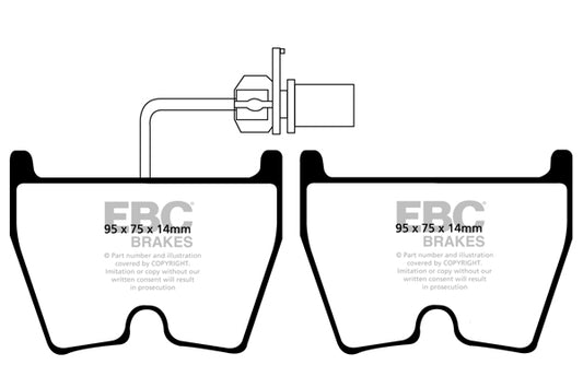 ~(5.8 lbs. 3X3X3)~ EBC REDSTUFF CERAMIC PADS Low dust EBC Redstuff is a superb pad for fast street use and targets high HP imports muscle cars and prestige European cars. EBC Redstuff ceramic pads reduce dust emitted by OEM pads by approx 80 percent. Reds