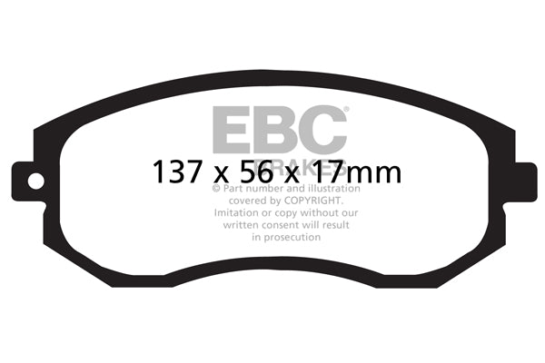 ~(5 lbs. 3X3X3)~ EBC REDSTUFF CERAMIC PADS Low dust EBC Redstuff is a superb pad for fast street use and targets high HP imports muscle cars and prestige European cars. EBC Redstuff ceramic pads reduce dust emitted by OEM pads by approx 80 percent. Redstu
