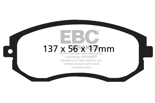 ~(5 lbs. 3X3X3)~ EBC REDSTUFF CERAMIC PADS Low dust EBC Redstuff is a superb pad for fast street use and targets high HP imports muscle cars and prestige European cars. EBC Redstuff ceramic pads reduce dust emitted by OEM pads by approx 80 percent. Redstu