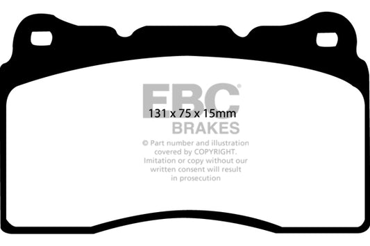 ~(4.6 lbs. 3X3X3)~ EBC BLUESTUFF STREET AND TRACK PADS Bluestuff Intermediate grade Trackday pads or Bluestuff NDX is a high friction sport and race material that can be used for aggressive street driving and track applications where longevity and perform