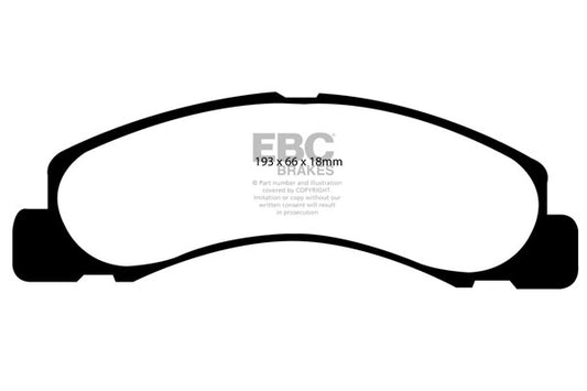 ~(5.8 lbs. 4X4X4)~ EBC GREENSTUFF 6000 TRUCK PADS Upgrade your stopping power with a simple pad change using EBC High Friction 6000 series Greenstuff brake pads. The new EBC 6000 series boasts GG rated friction for better stopping with fully shimmed edge